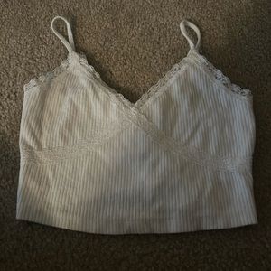 Aeropostale white ribbed and lace tank